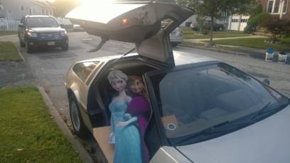 Elsa and Anna of Frozen in DeLorean